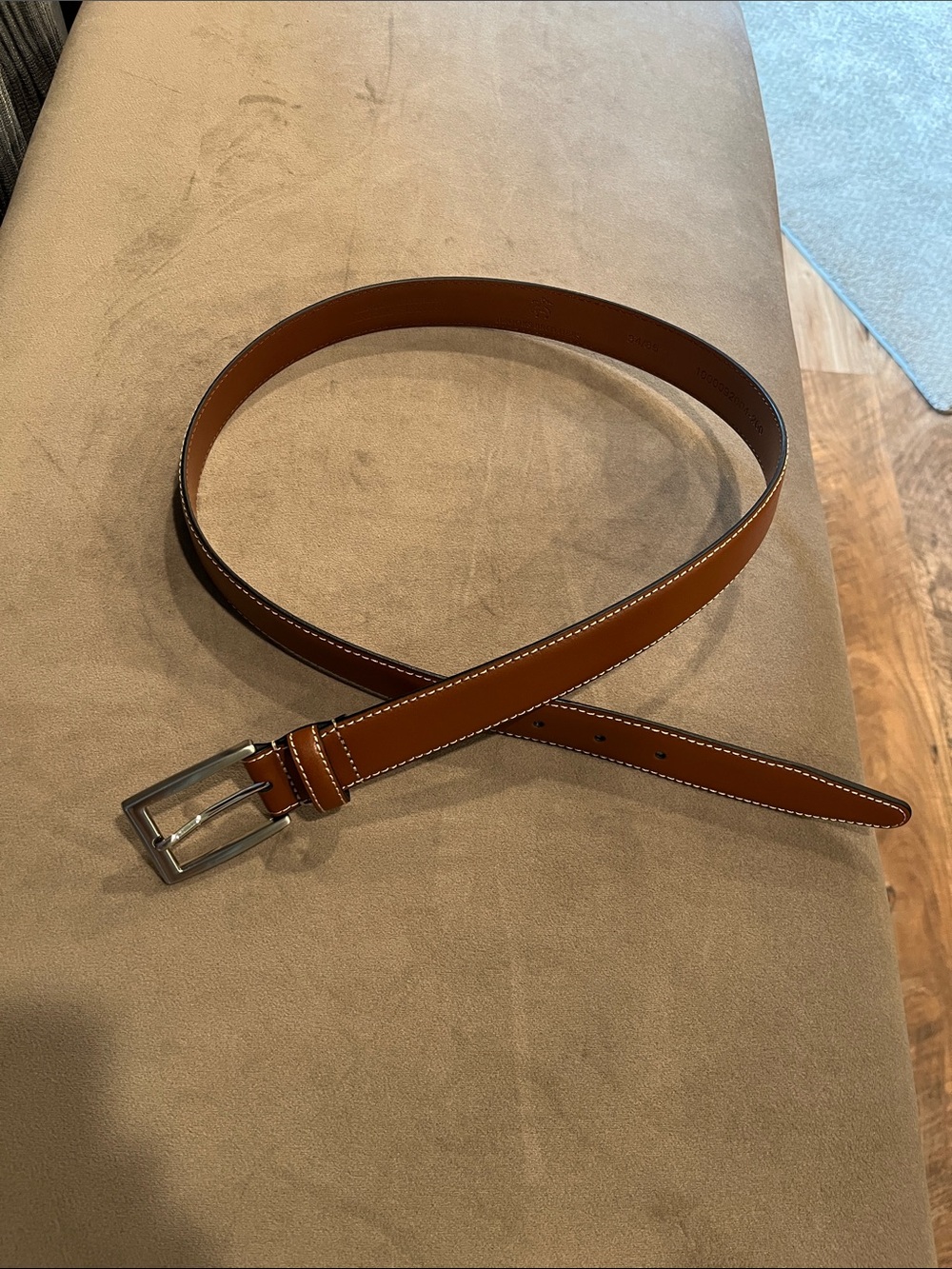 Brooks Brothers Brown Leather Belt with Silver Buckle